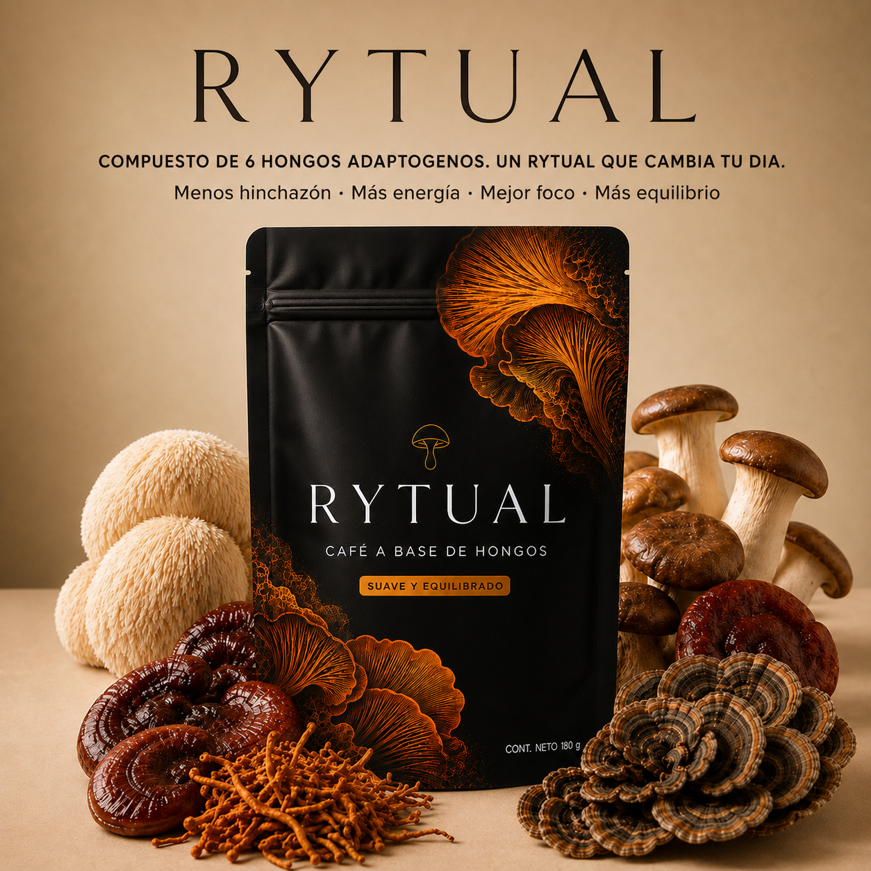 RYTUAL® - Café a base de hongos | Reducí tu hinchazón, regulá tu cortisol, recuperá tu energía.