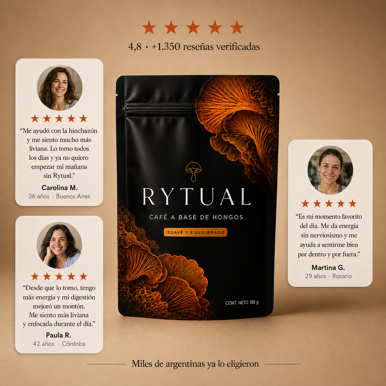 RYTUAL® - Café a base de hongos | Reducí tu hinchazón, regulá tu cortisol, recuperá tu energía.