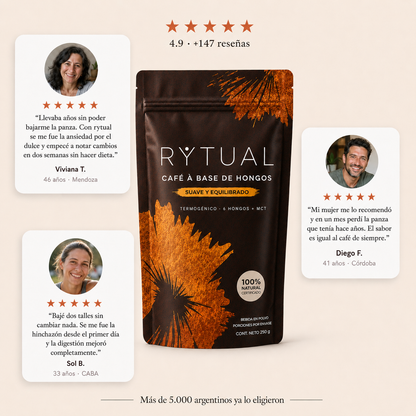 RYTUAL® - Café a base de hongos | Reducí tu hinchazón, regulá tu cortisol, recuperá tu energía.